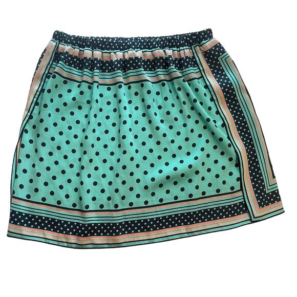 Zara Scarf Skirt Womens Medium Silky Teal Navy Polka Dot Mixed Print Trafaluc - Picture 1 of 7